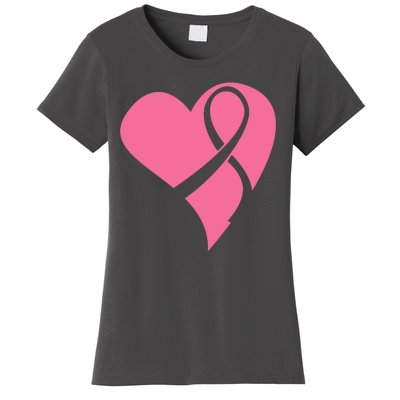 Breast Cancer Ribbon Heart Women's T-Shirt