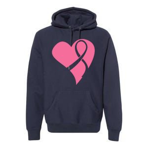 Breast Cancer Ribbon Heart Premium Hoodie