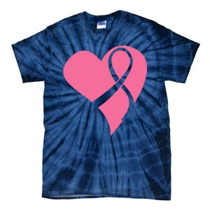 Breast Cancer Ribbon Heart Tie-Dye T-Shirt