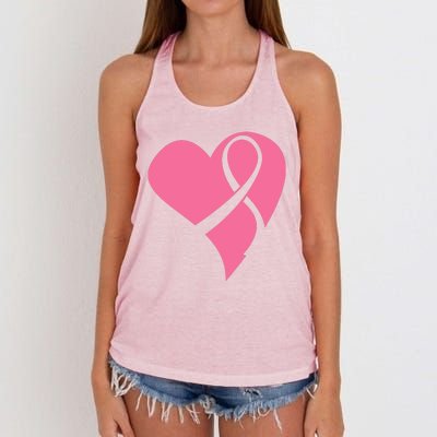 Breast Cancer Ribbon Heart Women's Knotted Racerback Tank