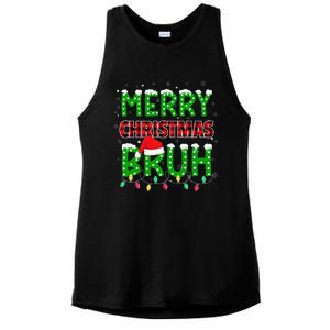 Bruh Christmas Red Plaid Teens Xmas Pajama Ladies PosiCharge Tri-Blend Wicking Tank