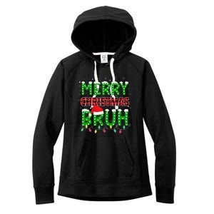 Bruh Christmas Red Plaid Teens Xmas Pajama Women's Fleece Hoodie