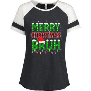 Bruh Christmas Red Plaid Teens Xmas Pajama Enza Ladies Jersey Colorblock Tee