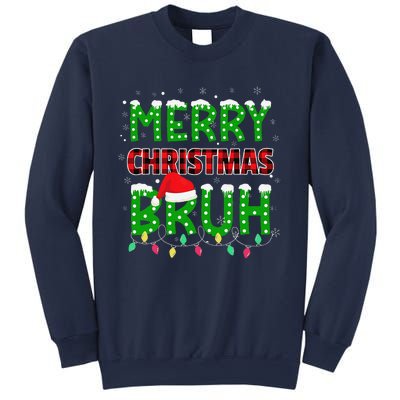 Bruh Christmas Red Plaid Teens Xmas Pajama Sweatshirt