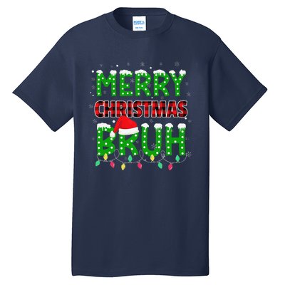 Bruh Christmas Red Plaid Teens Xmas Pajama Tall T-Shirt