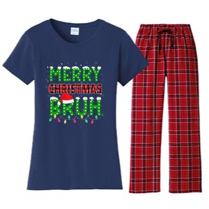 Bruh Christmas Red Plaid Teens Xmas Pajama Women's Flannel Pajama Set