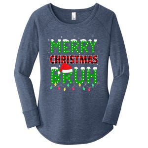 Bruh Christmas Red Plaid Teens Xmas Pajama Women's Perfect Tri Tunic Long Sleeve Shirt