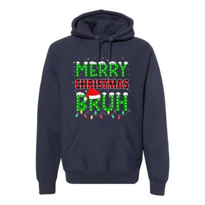 Bruh Christmas Red Plaid Teens Xmas Pajama Premium Hoodie