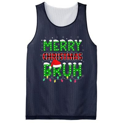 Bruh Christmas Red Plaid Teens Xmas Pajama Mesh Reversible Basketball Jersey Tank