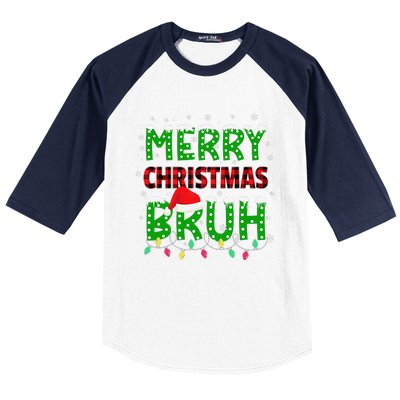 Bruh Christmas Red Plaid Teens Xmas Pajama Baseball Sleeve Shirt