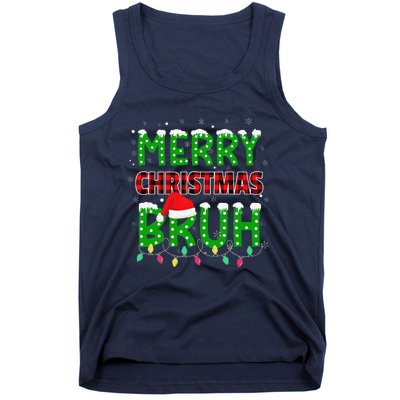 Bruh Christmas Red Plaid Teens Xmas Pajama Tank Top