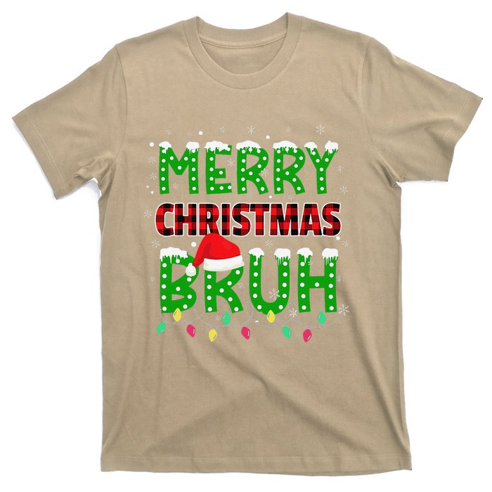 Bruh Christmas Red Plaid Teens Xmas Pajama T-Shirt