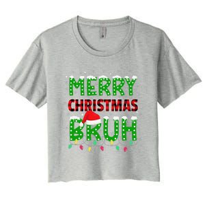 Bruh Christmas Red Plaid Teens Xmas Pajama Women's Crop Top Tee