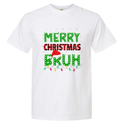 Bruh Christmas Red Plaid Teens Xmas Pajama Garment-Dyed Heavyweight T-Shirt