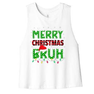 Bruh Christmas Red Plaid Teens Xmas Pajama Women's Racerback Cropped Tank