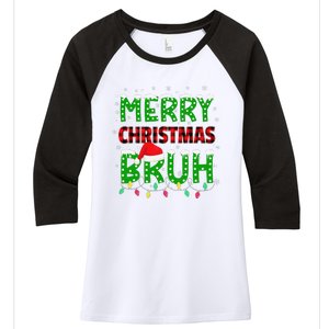 Bruh Christmas Red Plaid Teens Xmas Pajama Women's Tri-Blend 3/4-Sleeve Raglan Shirt