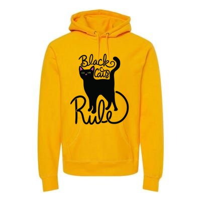 Black Cats RULE Fun Black Cat Mom Cute Premium Hoodie