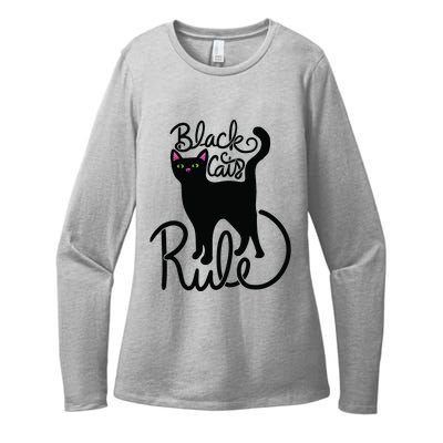 Black Cats RULE Fun Black Cat Mom Cute Womens CVC Long Sleeve Shirt