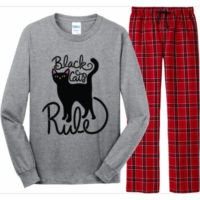 Black Cats RULE Fun Black Cat Mom Cute Long Sleeve Pajama Set