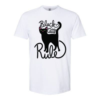 Black Cats RULE Fun Black Cat Mom Cute Softstyle® CVC T-Shirt