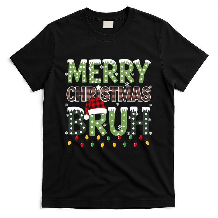 Bruh Christmas Red Plaid Xmas Pajama T-Shirt