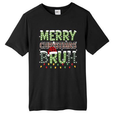 Bruh Christmas Red Plaid Xmas Pajama Tall Fusion ChromaSoft Performance T-Shirt