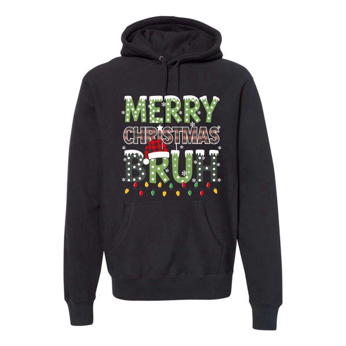 Bruh Christmas Red Plaid Xmas Pajama Premium Hoodie