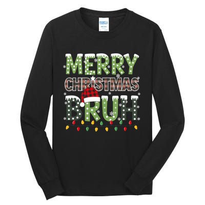 Bruh Christmas Red Plaid Xmas Pajama Tall Long Sleeve T-Shirt