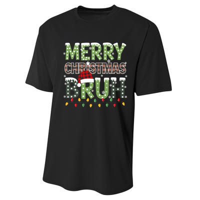 Bruh Christmas Red Plaid Xmas Pajama Performance Sprint T-Shirt