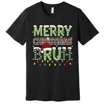 Bruh Christmas Red Plaid Xmas Pajama Premium T-Shirt