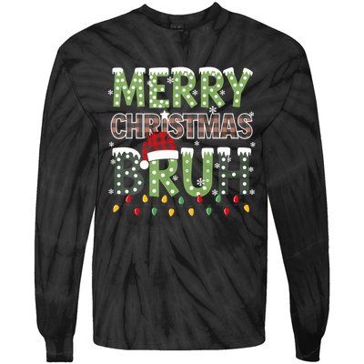 Bruh Christmas Red Plaid Xmas Pajama Tie-Dye Long Sleeve Shirt