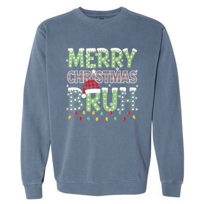 Bruh Christmas Red Plaid Xmas Pajama Garment-Dyed Sweatshirt