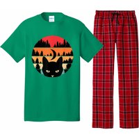 Black Cat Retro Cat Lover Cat Moon Forest Pajama Set