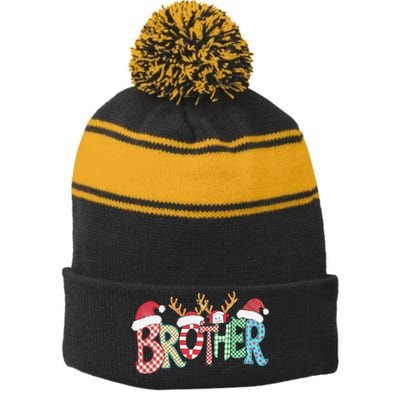 Brother Christmas Reindeer Santa Festive Design Funny Gift Stripe Pom Pom Beanie