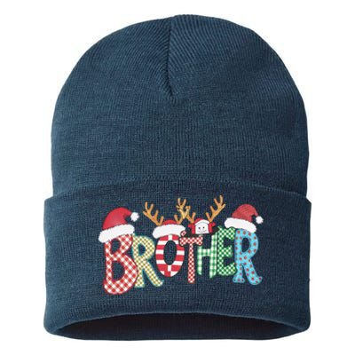 Brother Christmas Reindeer Santa Festive Design Funny Gift Sustainable Knit Beanie