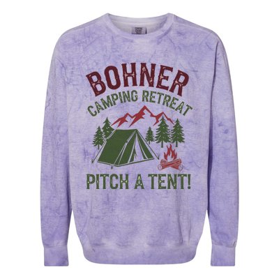 Bohner Camping Retreat Pitch A Tent Funny Camping Colorblast Crewneck Sweatshirt