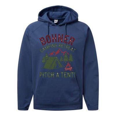 Bohner Camping Retreat Pitch A Tent Funny Camping Performance Fleece Hoodie