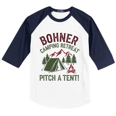 Bohner Camping Retreat Pitch A Tent Funny Camping Baseball Sleeve Shirt