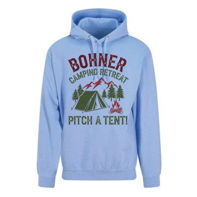 Bohner Camping Retreat Pitch A Tent Funny Camping Unisex Surf Hoodie