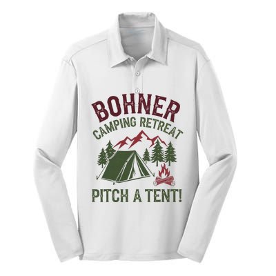 Bohner Camping Retreat Pitch A Tent Funny Camping Silk Touch Performance Long Sleeve Polo