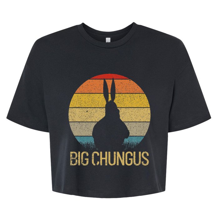 Big Chungus Retro Sunset Vintage Dank Meme Big Chungus Bella+Canvas Jersey Crop Tee