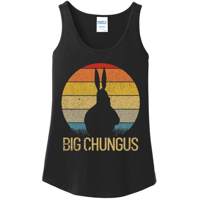 Big Chungus Retro Sunset Vintage Dank Meme Big Chungus Ladies Essential Tank