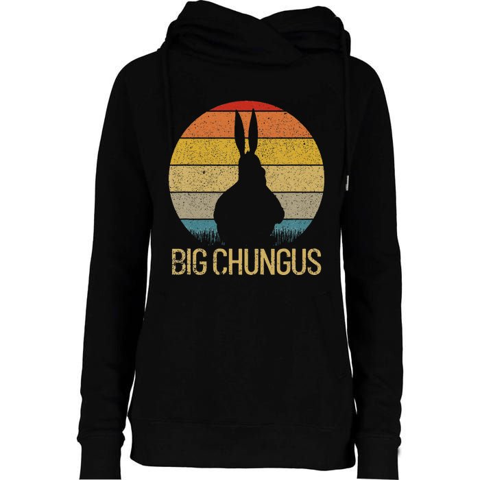 Big Chungus Retro Sunset Vintage Dank Meme Big Chungus Womens Funnel Neck Pullover Hood