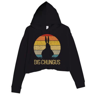 Big Chungus Retro Sunset Vintage Dank Meme Big Chungus Crop Fleece Hoodie