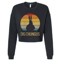 Big Chungus Retro Sunset Vintage Dank Meme Big Chungus Cropped Pullover Crew