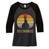 Big Chungus Retro Sunset Vintage Dank Meme Big Chungus Women's Tri-Blend 3/4-Sleeve Raglan Shirt