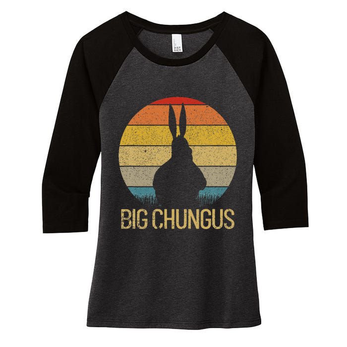 Big Chungus Retro Sunset Vintage Dank Meme Big Chungus Women's Tri-Blend 3/4-Sleeve Raglan Shirt