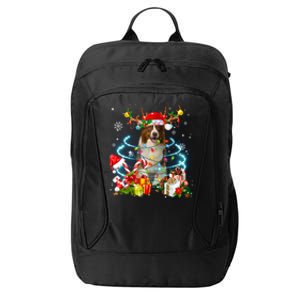 Border Collie Reindeer Christmas Tree Lights Pajama Dog Xmas Gift City Backpack