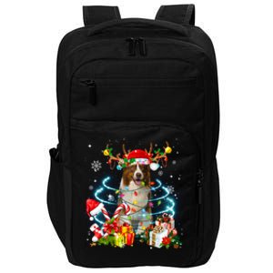 Border Collie Reindeer Christmas Tree Lights Pajama Dog Xmas Gift Impact Tech Backpack