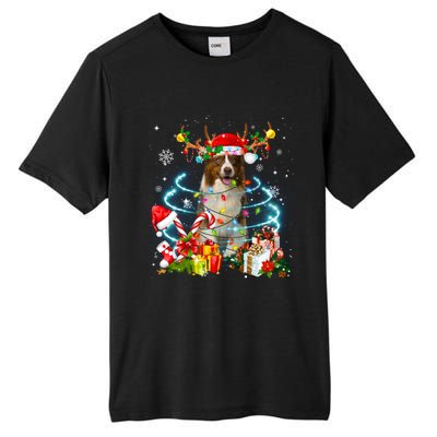 Border Collie Reindeer Christmas Tree Lights Pajama Dog Xmas Gift Tall Fusion ChromaSoft Performance T-Shirt